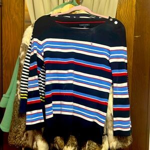 ￼Tommy Hilfiger Striped pullover vintage 
  sweater button accent